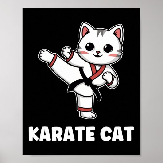 Grappig karate kat kawaii meisje vrouwen karate poster (Voorkant)