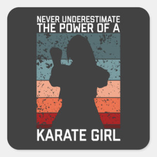 grappig  karate meisje citeert gezegden . vierkante sticker