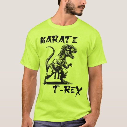 Grappig Karate T-Rex Dinosaur T-Shirt (Voorkant)