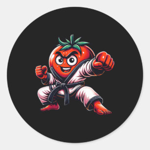 Grappig karate tomaat ontwerp voor liefhebbers van ronde sticker