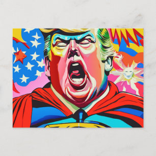 Grappig karikatuur superheld Donald Trump portret Briefkaart