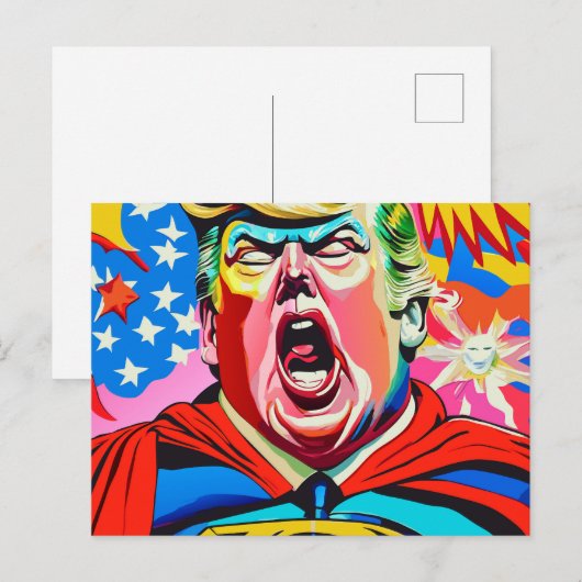 Grappig karikatuur superheld Donald Trump portret Briefkaart (Voorkant / Achterkant)