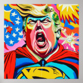 Grappig karikatuur superheld Donald Trump portret Poster (Voorkant)
