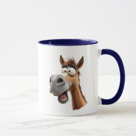 Grappig kartonpaard, helemaal gek. mok