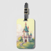 Grappig kasteel met groene tuin bagagelabel (Voorkant (verticaal))