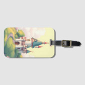 Grappig kasteel met groene tuin bagagelabel (Voorkant (horizontaal))