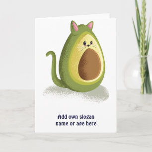 Grappig kat avocado schattig tiener grafisch trend kaart