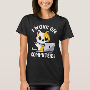 Grappig kat-computernotebook dat ik werk op comput t-shirt