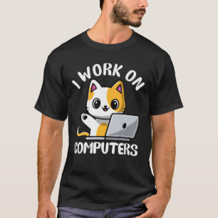 Grappig kat-computernotebook dat ik werk op comput t-shirt
