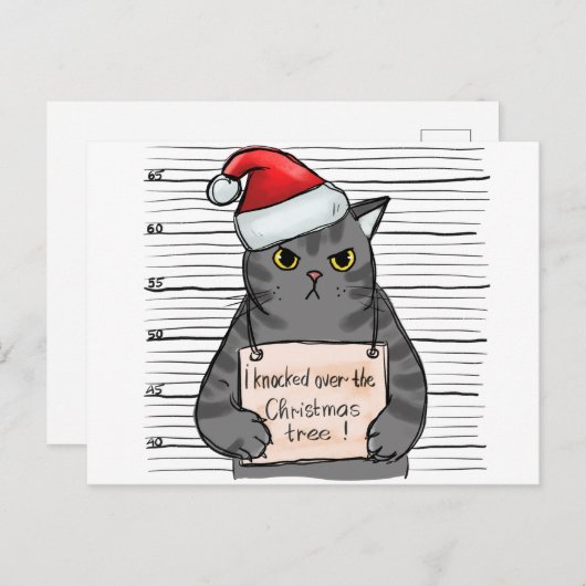 Grappig kat dat ik wist van de kerstboom feestdagenkaart (Voorkant / Achterkant)