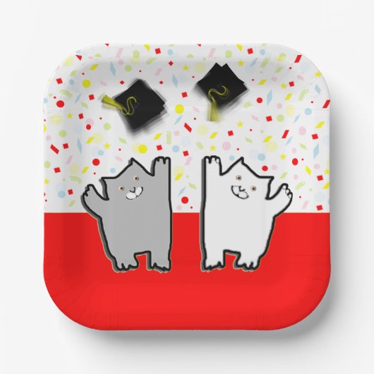 Grappig kat diploma feestje papieren bordje (Voorkant)