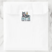 Grappig kat en bier t-shirt ontwerp vierkante sticker (Tas)