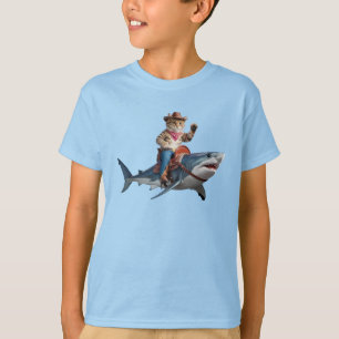 Grappig kat- en haaien T-shirt voor kinderen