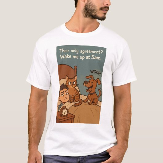 Grappig kat en hond T-shirt - hun enige overeenkom (Voorkant)