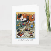 Grappig Kat Fluff Cat Grooming Mouse Gevouwen Kaart (Voorkant)