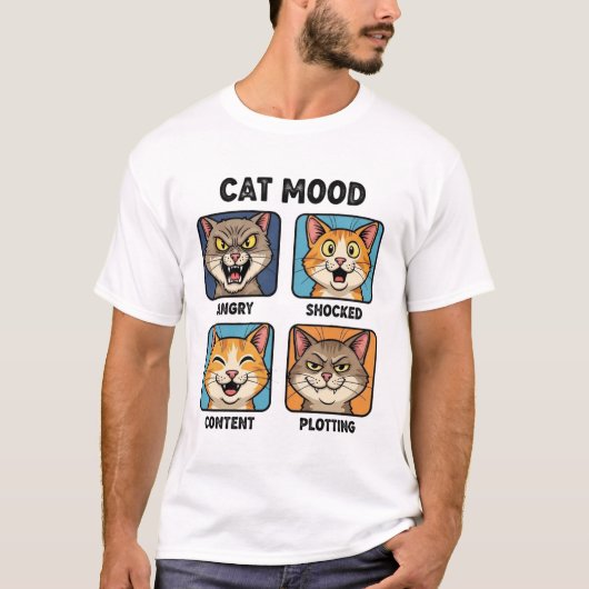 Grappig kat-gemoedschart T-shirt (Voorkant)