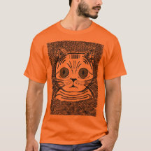 Grappig kat grafisch portret heren T-shirt
