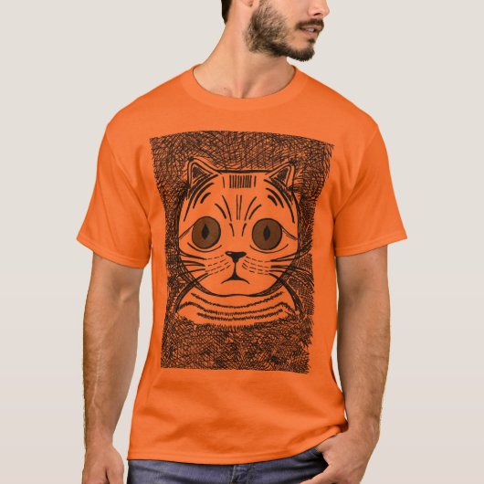 Grappig kat grafisch portret heren T-shirt (Voorkant)