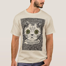 Grappig kat grafisch portret heren T-shirt