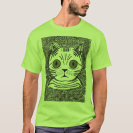 Grappig kat grafisch portret heren T-shirt
