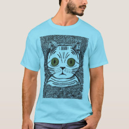 Grappig kat grafisch portret heren T-shirt