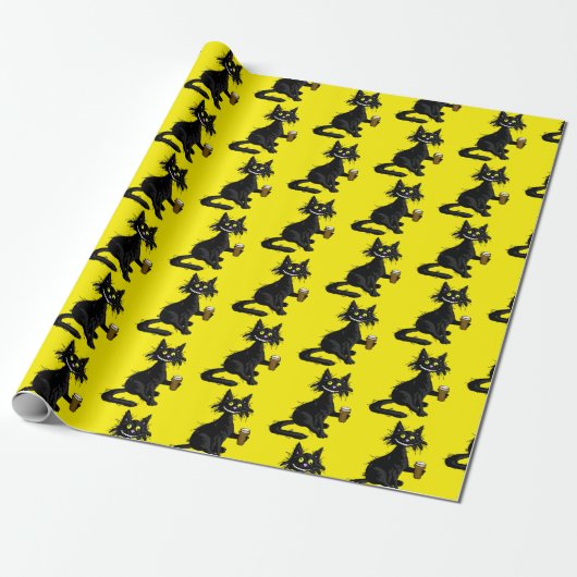 Grappig kat inpakpapier (Uitgerold)