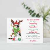 Grappig kat kerst bedrijfsfeest kaart (Staand voorkant)