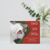 Grappig Kat Kerst Briefkaart (Staand voorkant)