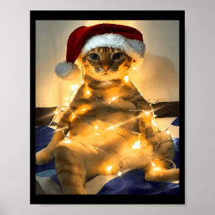 Grappig kat Kerstmis Meme T-shirt Schattig vakanti Poster