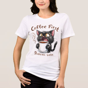 Grappig Kat Koffie Liefhebber T-Shirt – “Koffie Ee