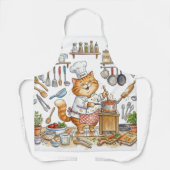 Grappig kat-kok watercolor schort (Voorkant)