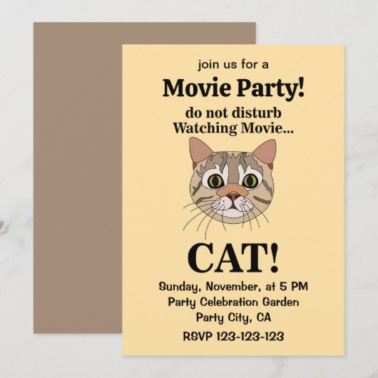 Grappig Kat Kop Film Feestje Kaart (Voorkant / Achterkant)