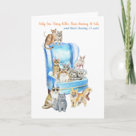 Grappig, kat Lady Birthday Card - kijk binnen! Kaart