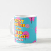 Grappig Kat Mam Gift - aangepaste naam en foto Koffiemok (Voorkant links)
