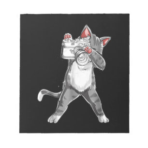 Grappig kat met camera fotografie notitieblok