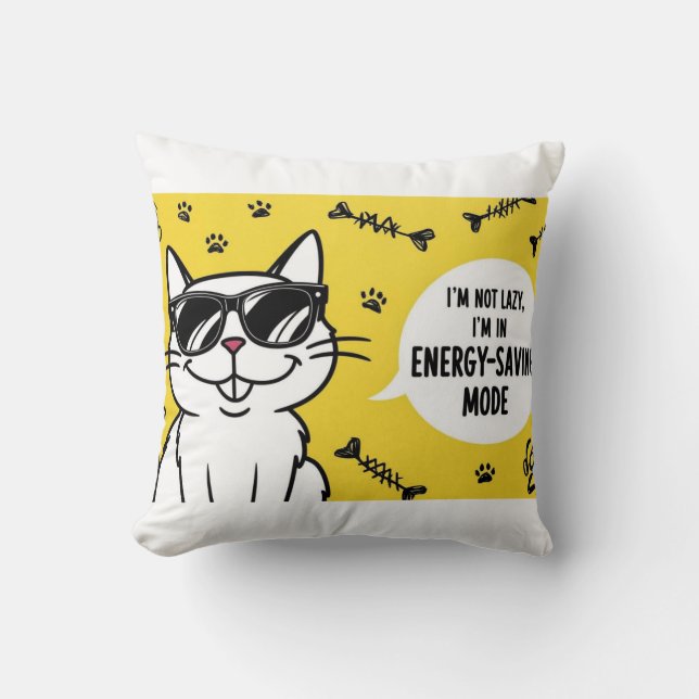 Grappig Kat Poster, Cartoon Kat met zonnebril Kussen (Voorkant)