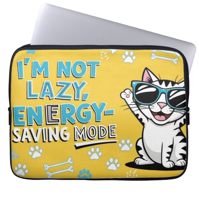 Grappig Kat Poster, Cartoon Kat met zonnebril Laptop Sleeve (Voorkant)