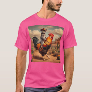 Grappig Kat Rijden Haan Cowboy Rodeo Kattenrijden  T-shirt