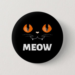 Grappig Kat Shirt van Meow Cat Shirt Meow Kat Ronde Button 5,7 Cm