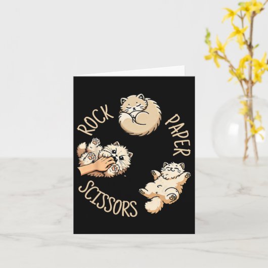 Grappig Kat Steen Papier Schaar Spel Schattige Kat Kaart (Gele Bloem)