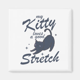 Grappig Kat Stretch Shirt – Cute Kitty Yoga Cadeau Magneet