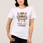 Grappig Kat T-Shirt | Huidige Stemming Maandag (Voorkant)