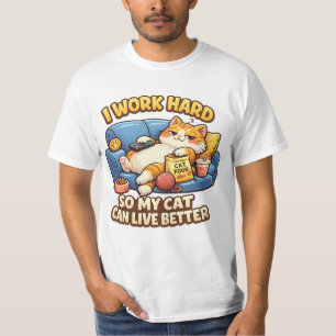 Grappig Kat T-Shirt Ik Werk Hard Zodat Mijn Kat K