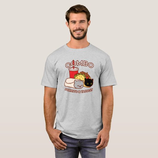 Grappig Kat T-shirt - PURRITO & TACO CAT Combo (Voorkant volledig)