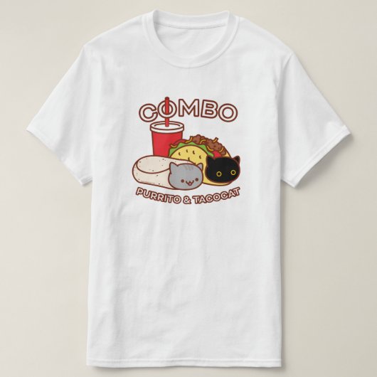 Grappig Kat T-shirt - PURRITO & TACO CAT Combo (Design voorkant)