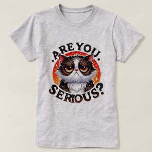 Grappig Kat T-Shirt – Sassy Meen Je Dat Serieus