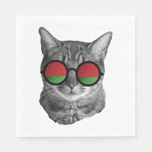 Grappig Kat T-shirt - Wit-Rusland Servet