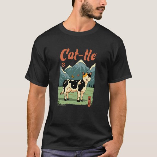 Grappig Kat-tle Kattenkoe Hybride Ontwerp T-shirt (Voorkant)