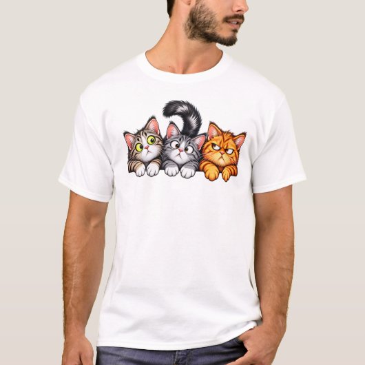 Grappig Kat Trio T-Shirt 🐱 (Voorkant)