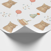 Grappig kat verjaardags inpakpapier (Hoek)